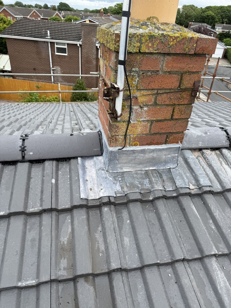 New lead chimney flashings, Crosby