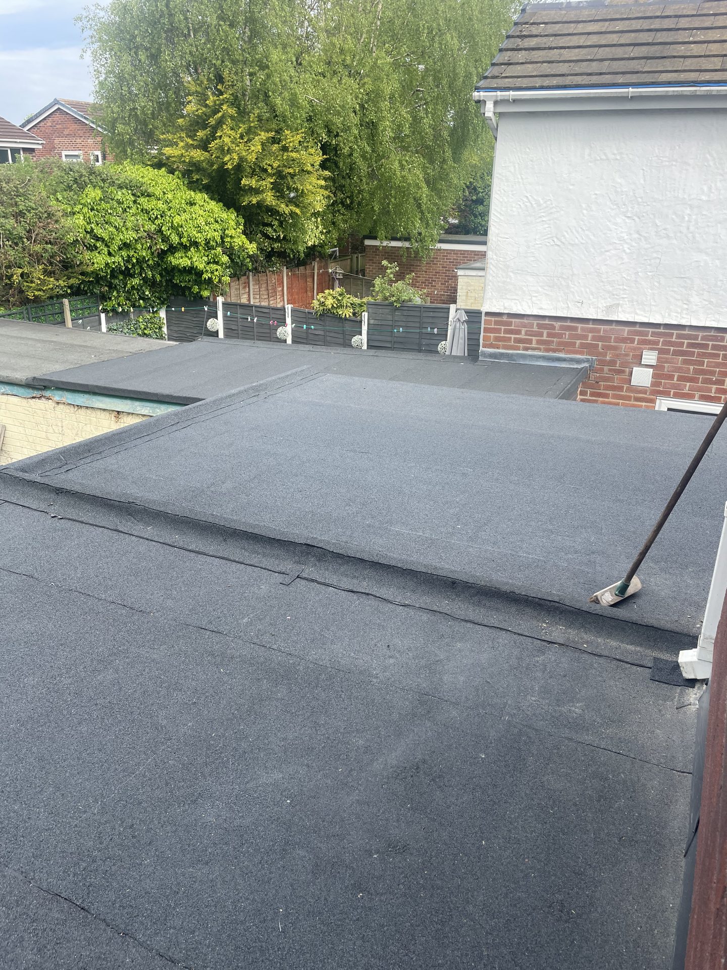 Flat garage roof covering, completed by Select Roofing Services in Formby