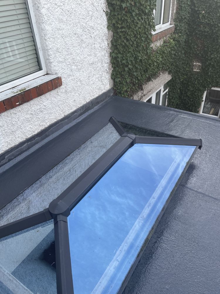 New fibreglass GRP warm roof fitted with a new roof lantern, Formby