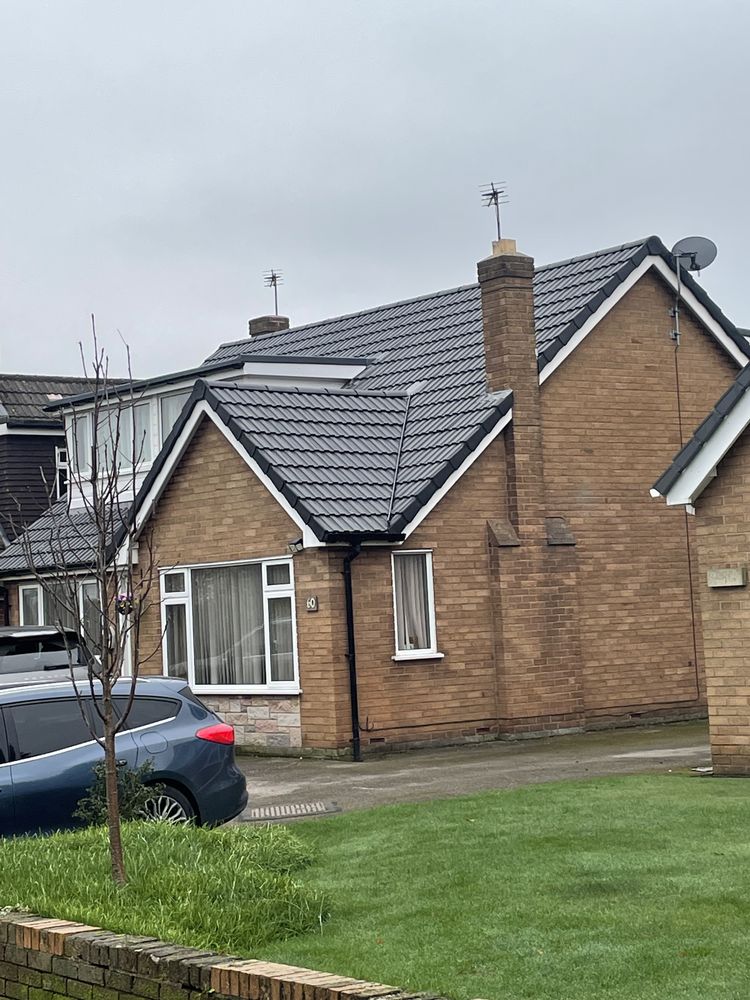 Newly completed roof on a detached bungalow in Southport