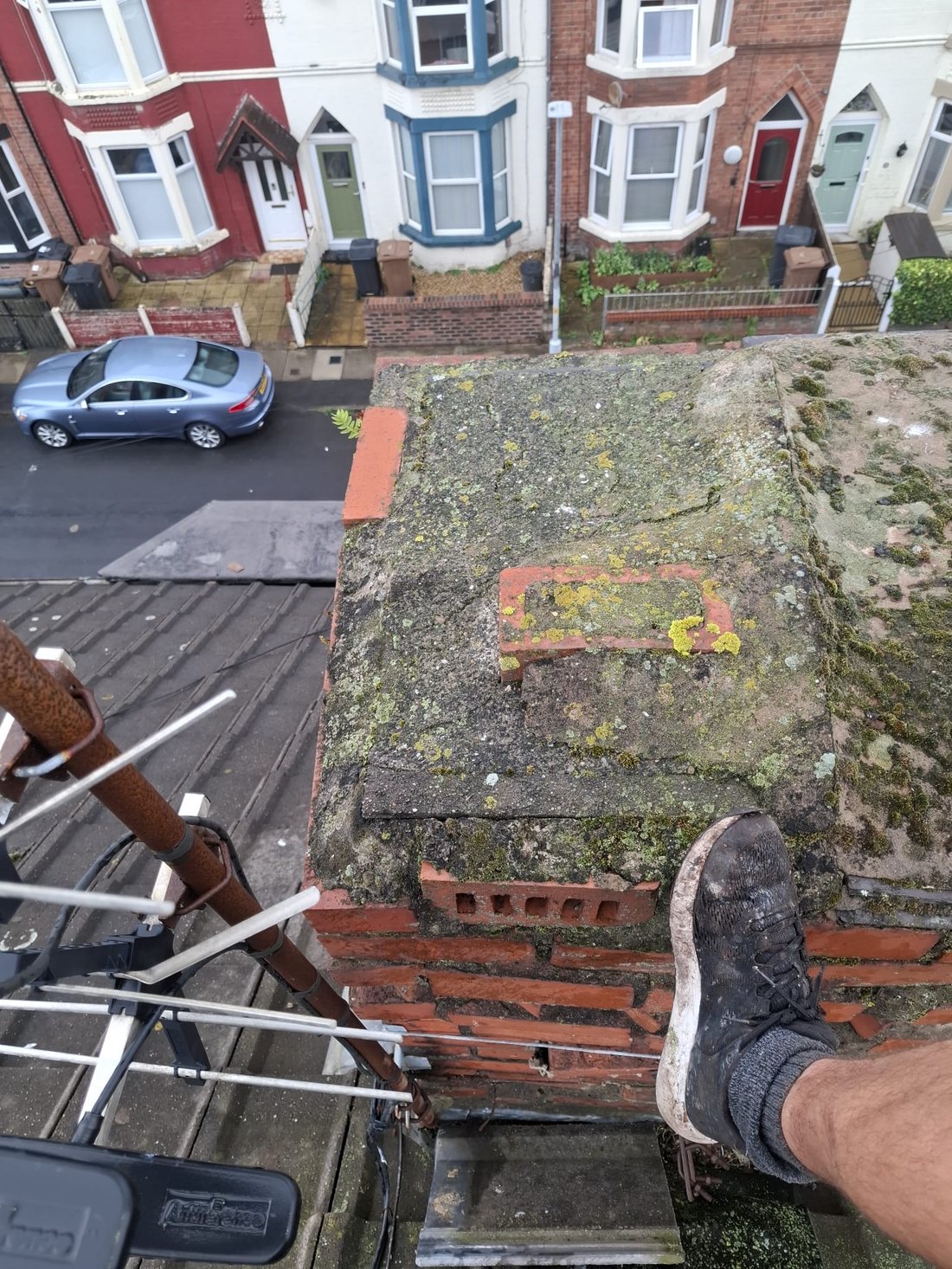 Chimney flaunching &mdash; roof survey, Bootle