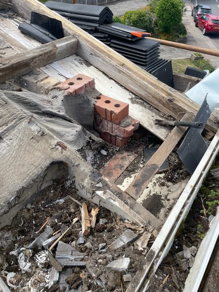 Stripped roof ready for emergency repair in Merseyside